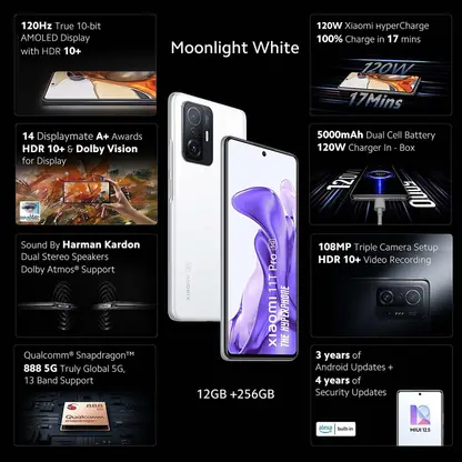 ANDROID - 新品未開封Xiaomi 11T Pro MoonlightWhite 256GB Xiaomi 11T Pro 5G 8GB/256GB White (Moonlight White) Dual SIM