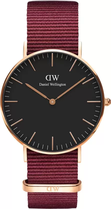 Daniel Wellington Analog Watch 36mm Round Black Dial Rose Gold
